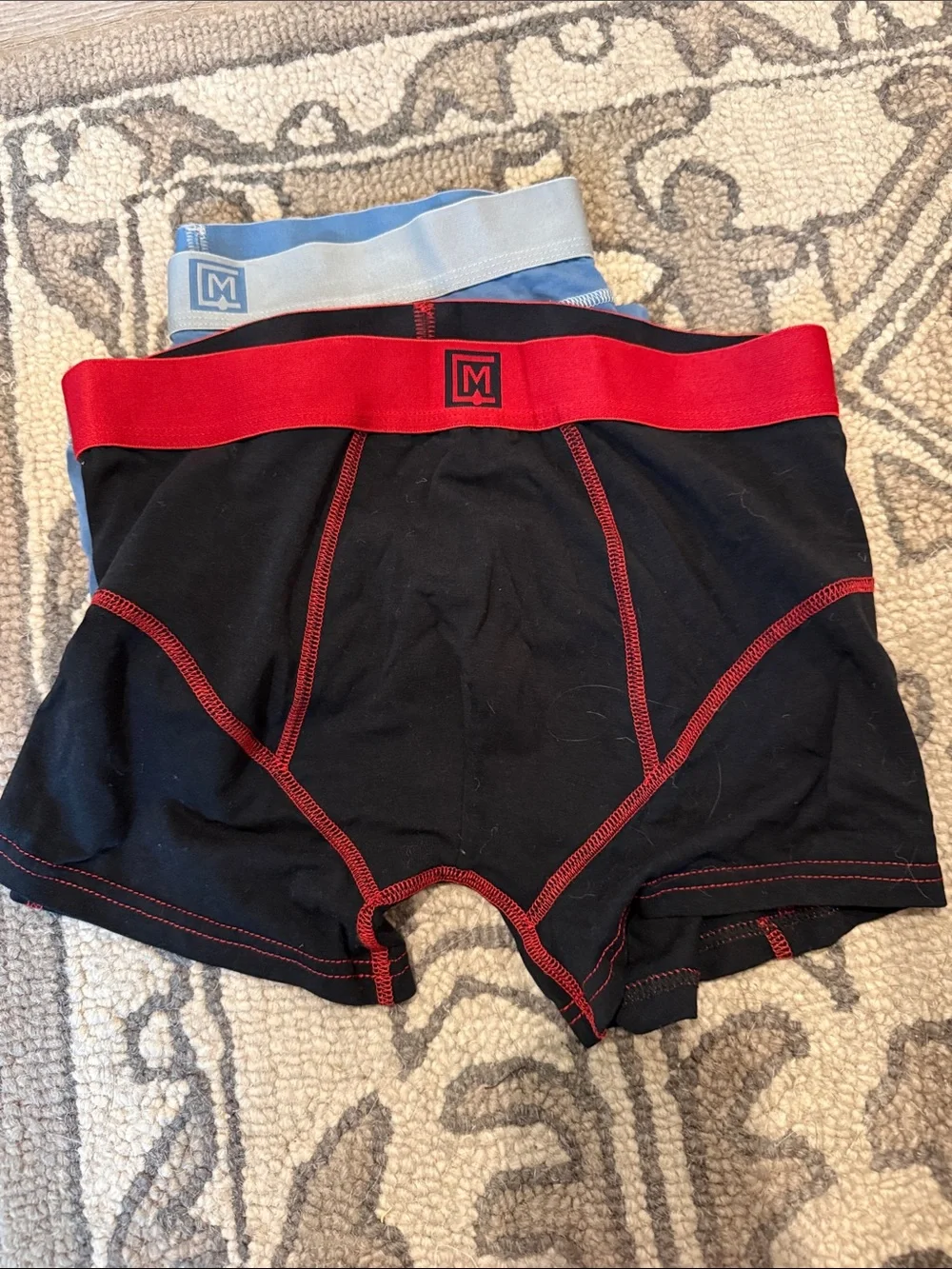 Men's Boxer Brief 2-Pack — Black with Red Trim & Blue